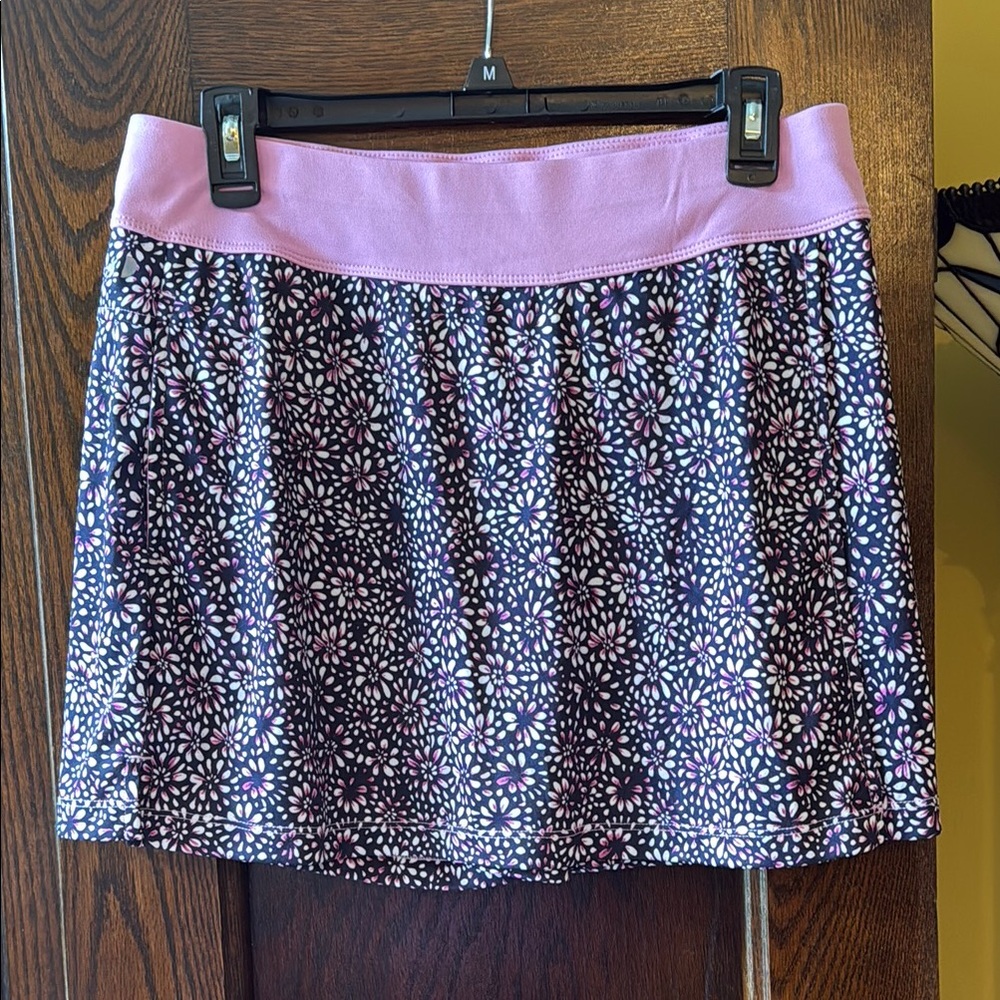 Grand Slam Black Floral Skort with Pink Waistband